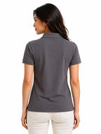 back view aeropiq polo tshirt unisex for women Slate Grey
