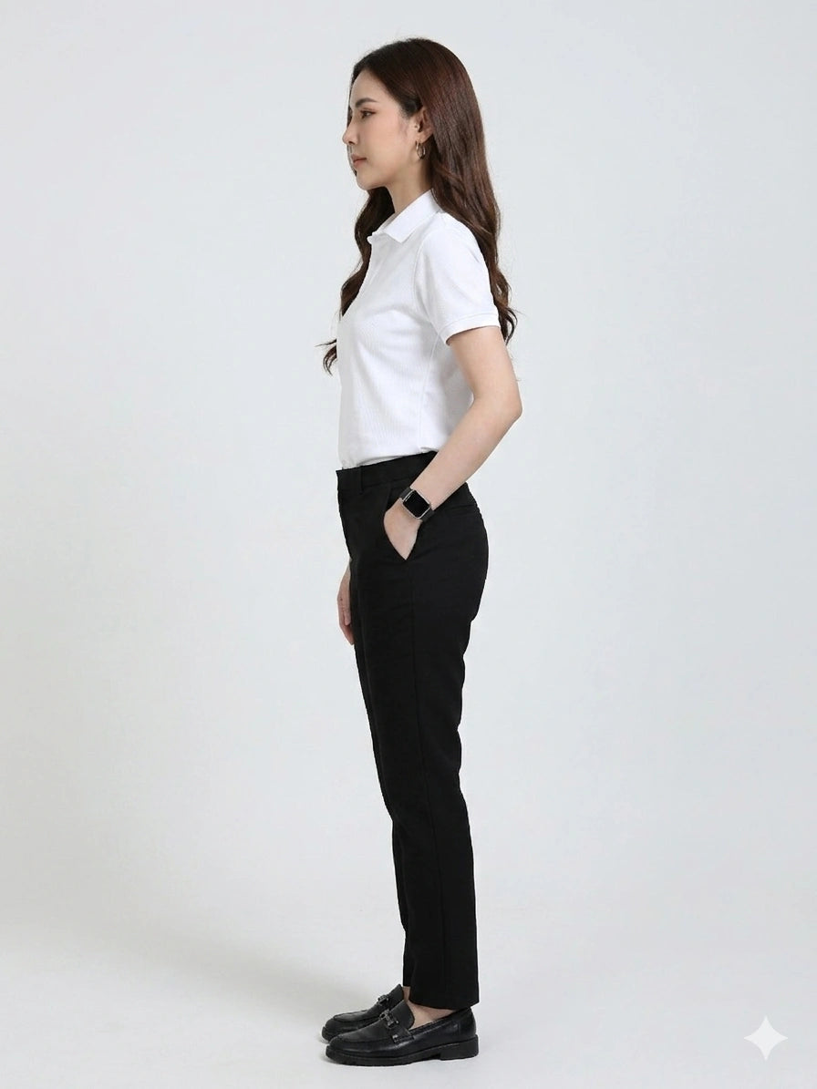 side view aeropiq polo tshirt unisex for women White