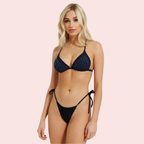Starlight Embellished Halter Triangle Bikini Topa (Top Only)