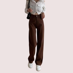 Women's Brown High Rise Wide Leg Loose Denim Jeans